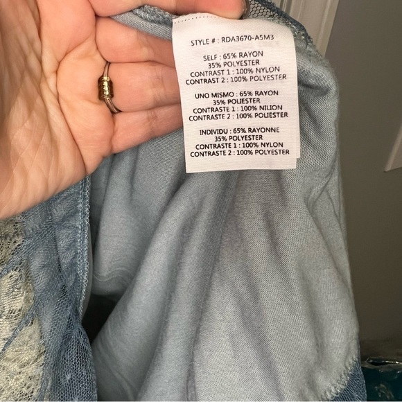 Ryu Cream and blue Midi Sundress with Cap Sleeves and Scoop Neck - Picture 5 of 6